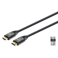 Manhattan HDMI kabel 8K@60Hz (4K@120Hz) met Ethernet, 3 m, Gecertificeerd, geschikt voor ALLE 8K/4K/1080p/HD toepassingen - upgrade nu of zorg dat het klaarstaat voor wanneer je het nodig hebtzwartzwart, mannelijk naar mannelijk, zwart, levenslange garantie - Afbeelding 2