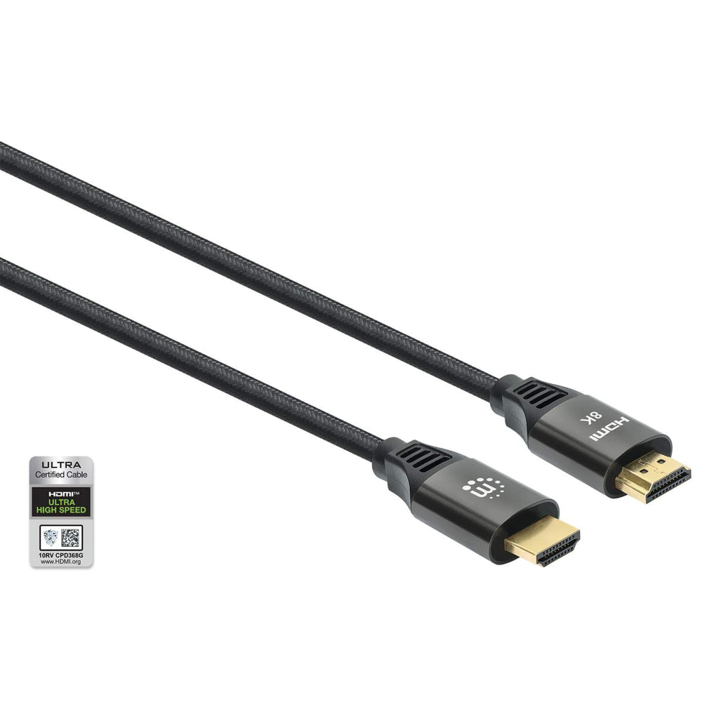 Manhattan HDMI kabel 8K@60Hz (4K@120Hz) met Ethernet, 3 m, Gecertificeerd, geschikt voor ALLE 8K/4K/1080p/HD toepassingen - upgrade nu of zorg dat het klaarstaat voor wanneer je het nodig hebtzwartzwart, mannelijk naar mannelijk, zwart, levenslange garantie - Afbeelding 3