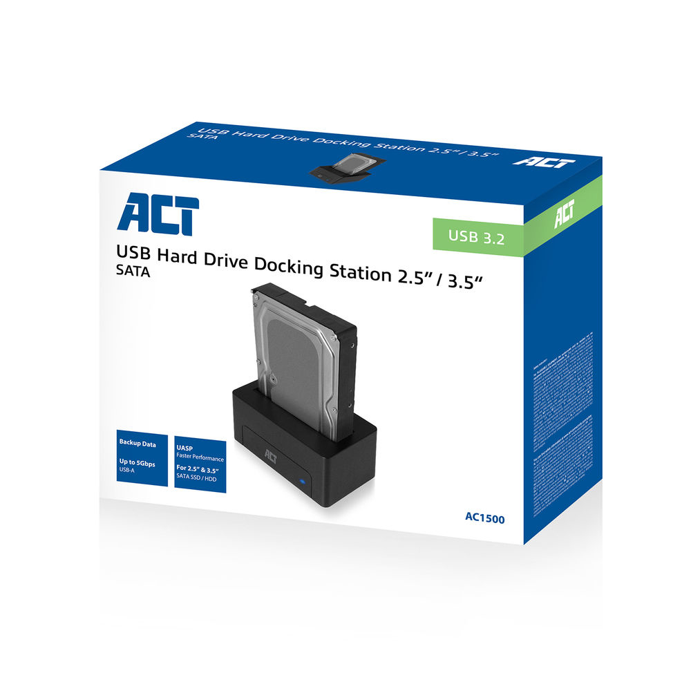 ACT 2,5"/3,5" SATA HDD/SSD dockingstation, USB 3.2 Gen1 - Afbeelding 5