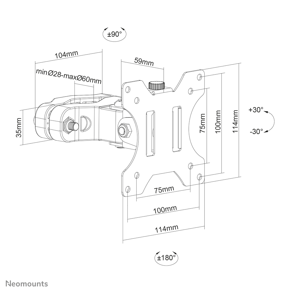 Neomounts FL40-430BL11 TV-paalsteun 17-32" - diam. 28-60 mm - Afbeelding 13
