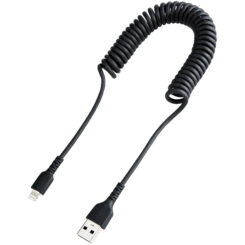 StarTech.com 1m USB A naar Lightning Kabel, Zwart, MFi Gecertificeerd, iPhone Lader Spiraalkabel, Duurzame Aramidevezels, Robuuste USB Lightning Laadkabel - Afbeelding 3