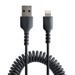 StarTech.com 1m USB A naar Lightning Kabel, Zwart, MFi Gecertificeerd, iPhone Lader Spiraalkabel, Duurzame Aramidevezels, Robuuste USB Lightning Laadkabel - Afbeelding 4