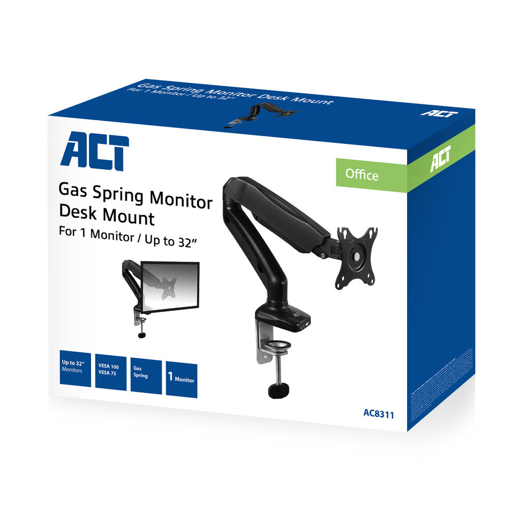 ACT Monitorarm 32" office met gasveer, 1 scherm - Afbeelding 3