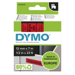 DYMO originele D1 labels | Zwarte Tekst op Rood Label | 12 mm x 7 m | zelfklevende etiketten voor de LabelManager labelmaker | gemaakt in Europa - Afbeelding 2