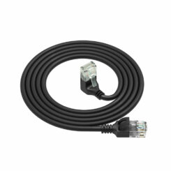 ACT Zwarte 1 meter U/UTP CAT6A LSZH slimline patchkabel met RJ45 connectoren, recht naar 90° haaks beneden - Afbeelding 3