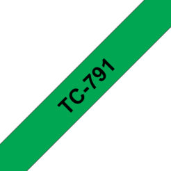 Brother TC-791 labelprinter-tape Zwart op groen - Afbeelding 2