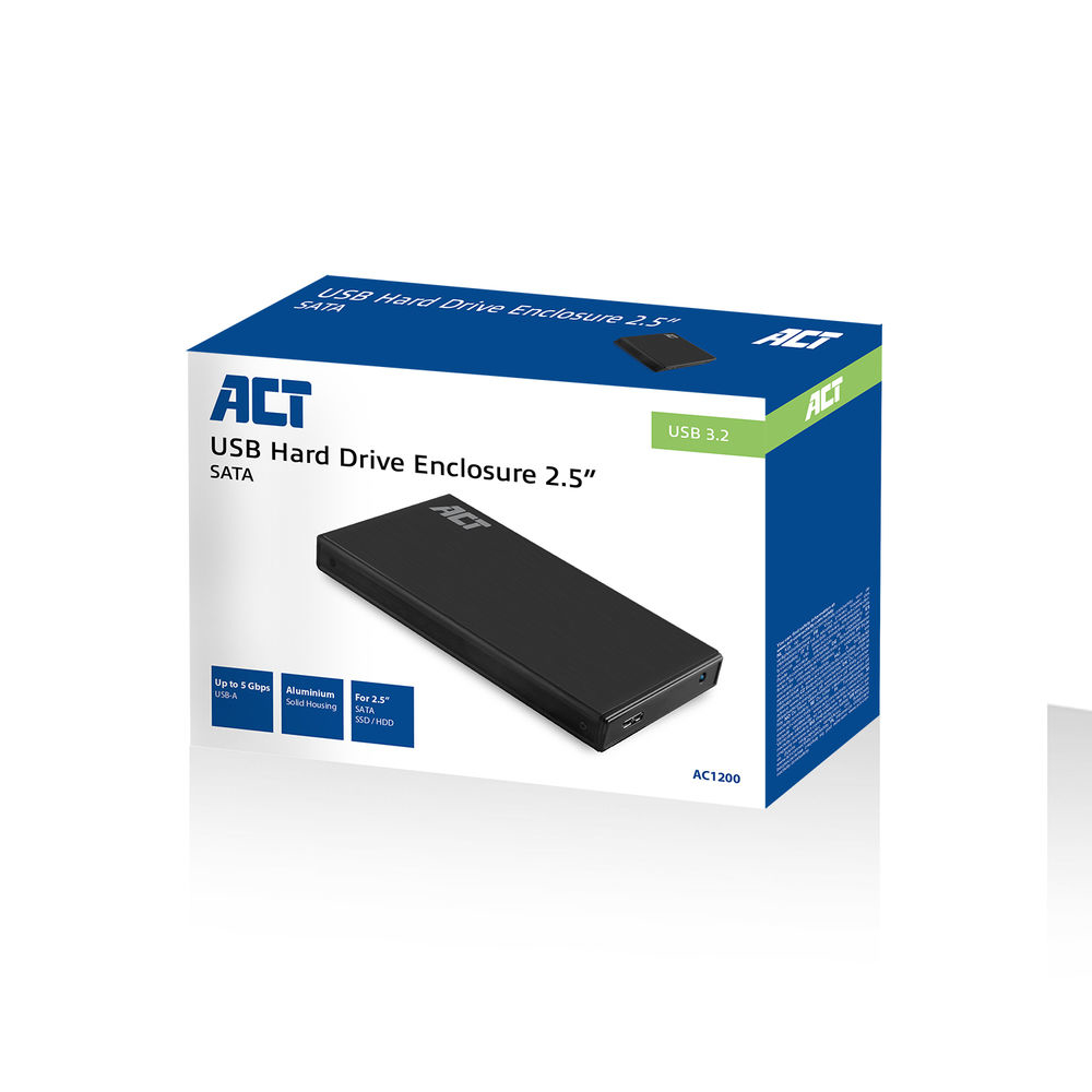 ACT 2,5" SATA harde schijf behuizing, aluminium, USB 3.2 Gen1 - Afbeelding 3