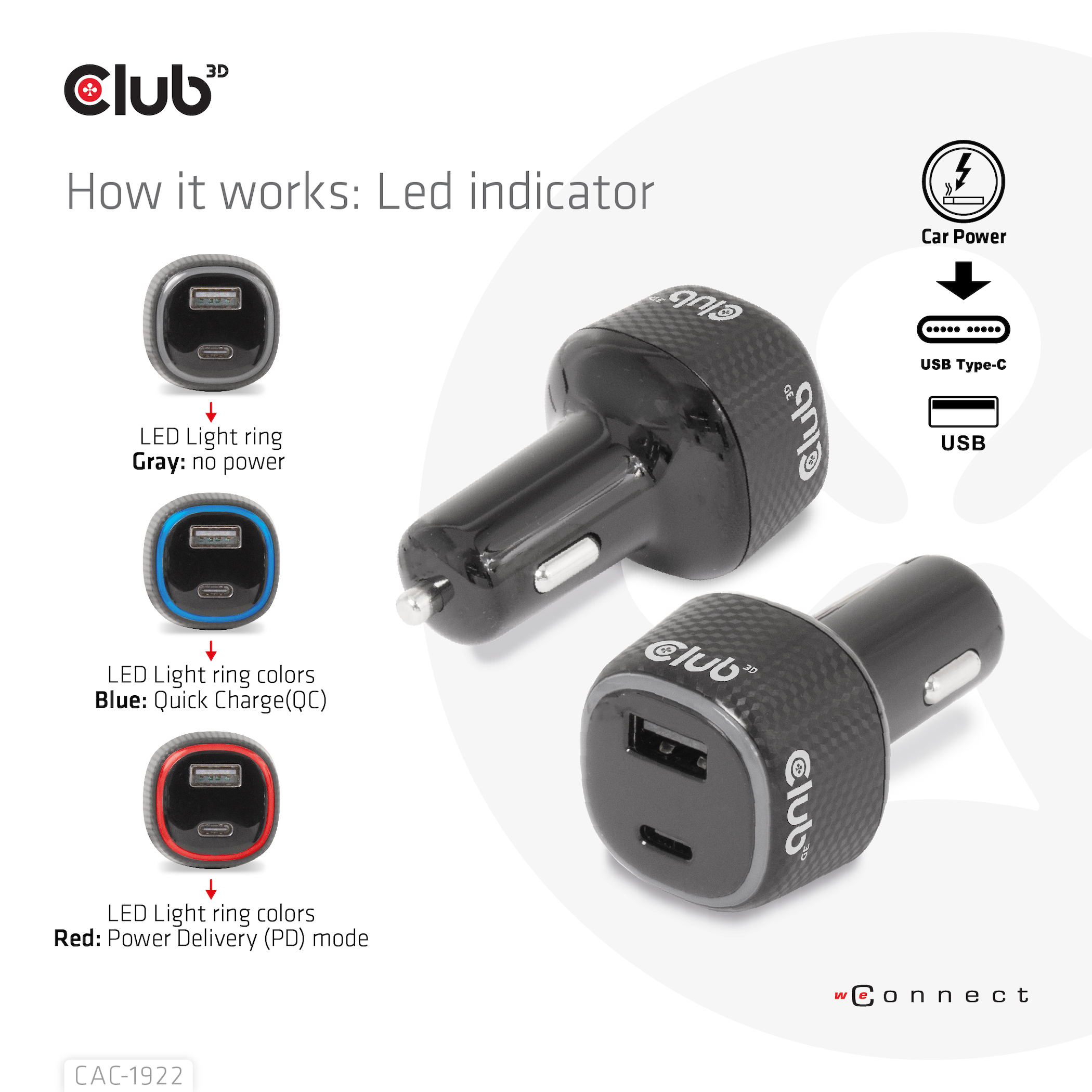 CLUB3D Notebook / Laptop Power Car Charger 63 Watt - Afbeelding 7
