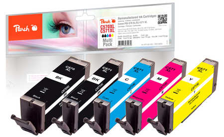 Peach 0F319855 inktcartridge 5 stuk(s) Compatibel Zwart, Magenta, Geel, Cyaan - Afbeelding 2