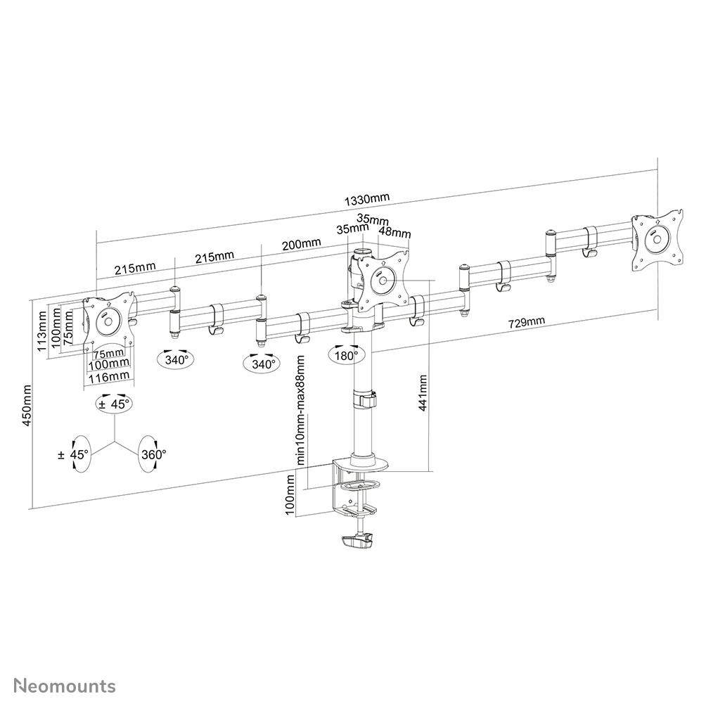 Neomounts NM-D135D3BLACK Monitorarm 10-27" - Afbeelding 11