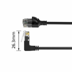 ACT Zwarte 2 meter U/UTP CAT6A LSZH slimline patchkabel met RJ45 connectoren, recht naar 90° haaks boven - Afbeelding 4