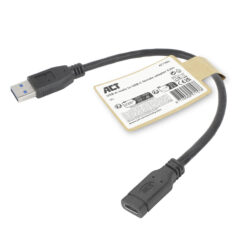 ACT USB Type-A male naar USB Type-C female adapterkabel 0,2m - Afbeelding 3