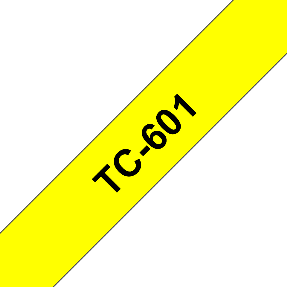 Brother TC-601 labelprinter-tape Zwart op geel - Afbeelding 2