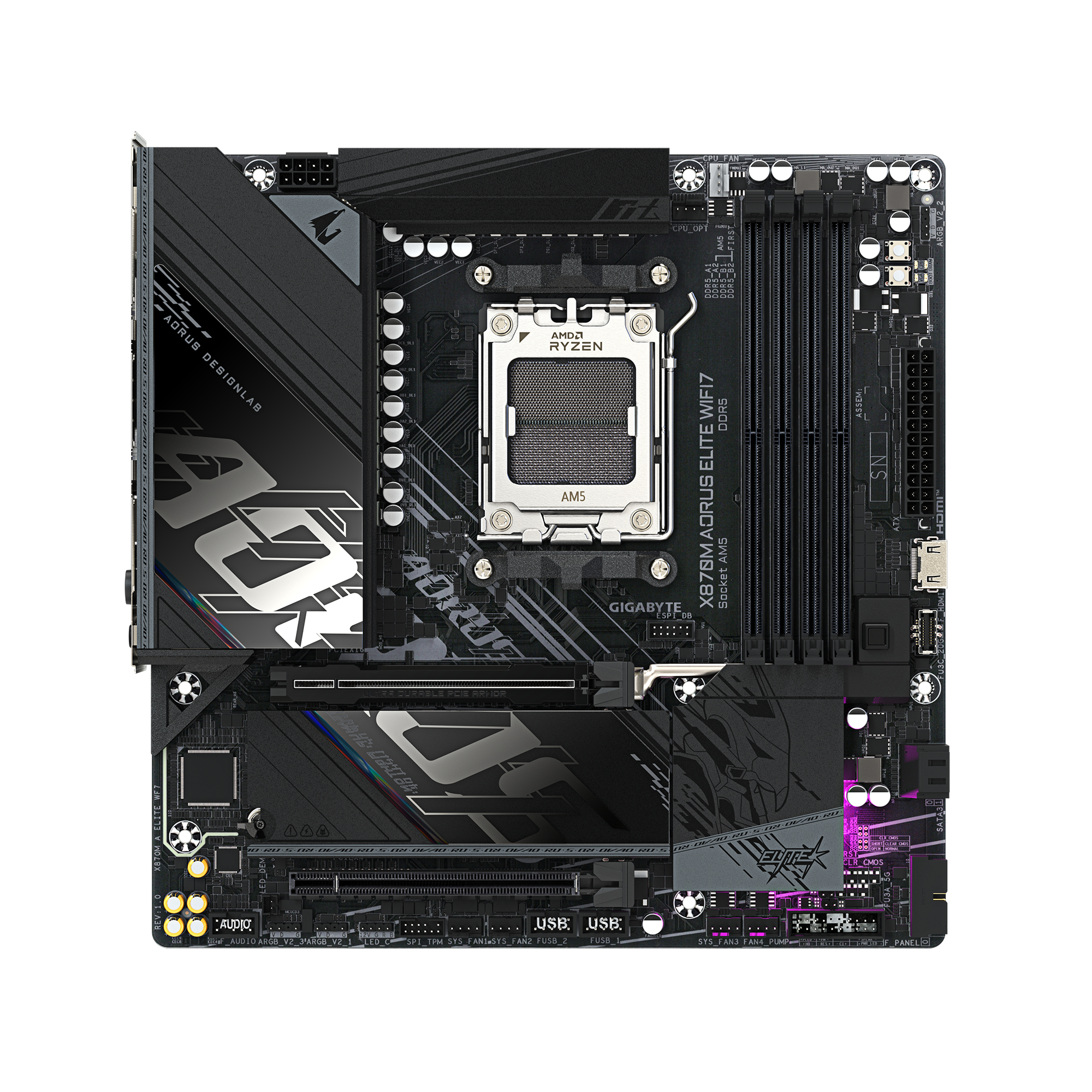 GIGABYTE X870M AORUS ELITE WIFI7 AMD X870 Socket AM5 micro ATX - Afbeelding 3