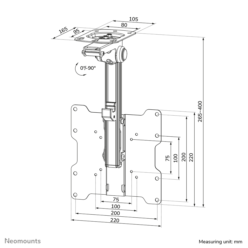 Neomounts FPMA-C020BLACK Monitor/TV-beugel plafond 10-40" - h 26,5-40 cm - Afbeelding 5
