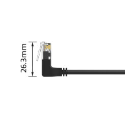 ACT Zwarte 0,25 meter U/UTP CAT6A LSZH Slimline patchkabel met RJ45 connectoren 90° haaks boven naar 90° haaks boven - Afbeelding 3