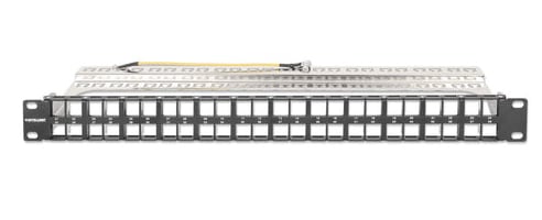 Intellinet 48-poorts afgeschermd leeg patchpanel, 1U, 19" keystone high-density ontwerp, uitneembare kabelmanagementbalk, geschikt voor Cat6/Cat6A modules, zwart - Afbeelding 4