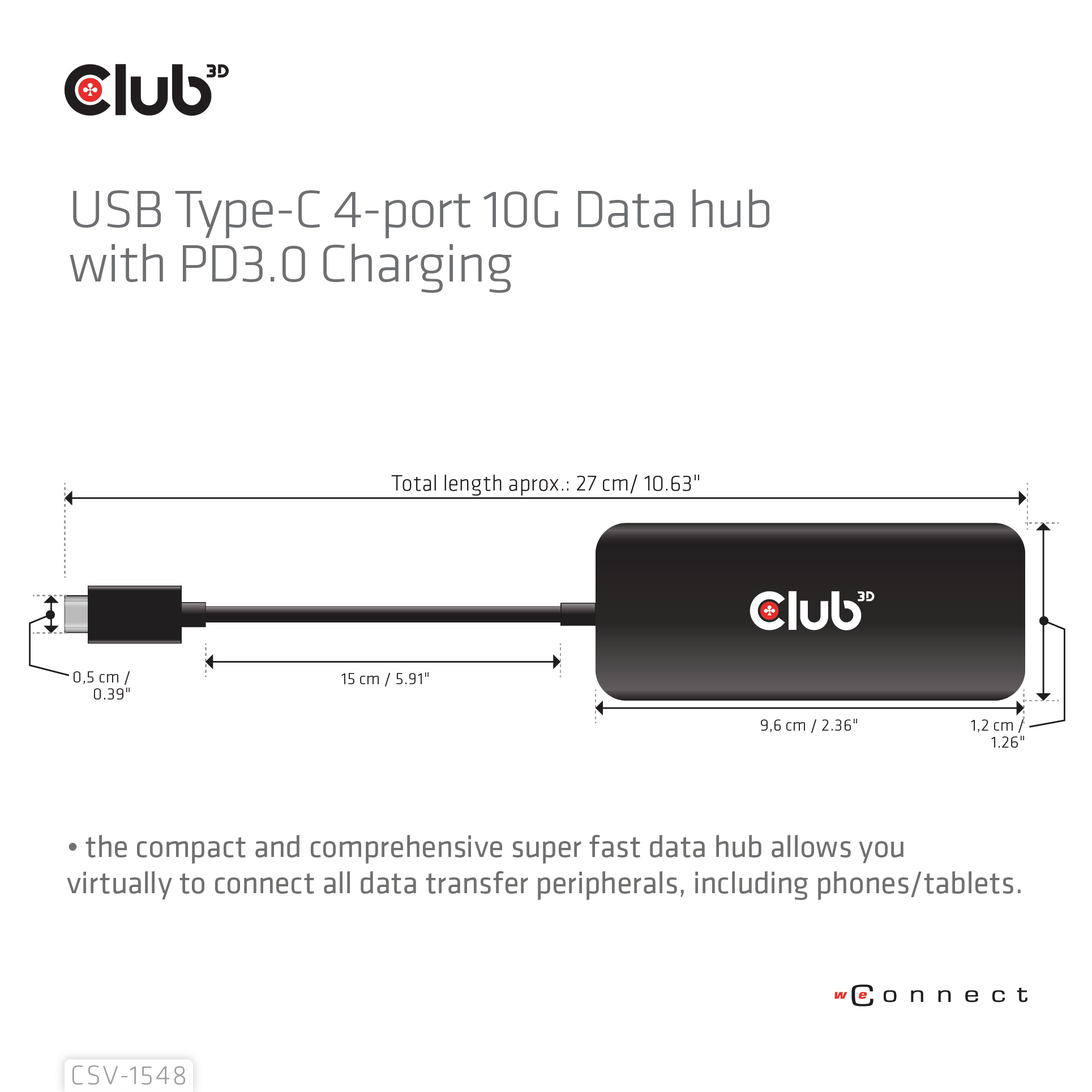 CLUB3D CSV-1548 interface hub USB 3.2 Gen 1 (3.1 Gen 1) Type-C Zwart - Afbeelding 5