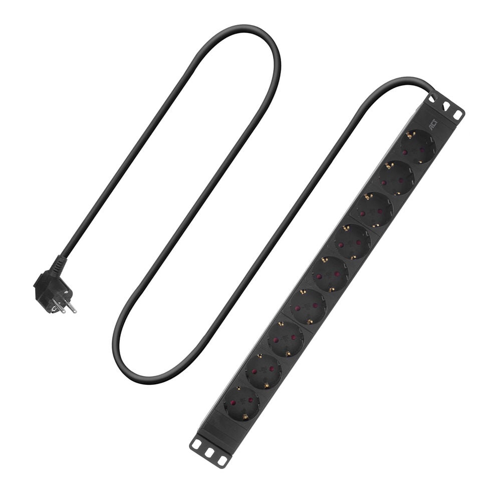 ACT Stekkerdoos PDU 19" CEE7/7 9-voudig type E, 3m H05VV-F 3G1.5