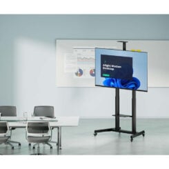 Manhattan Trolley voor TV’s en monitoren (met slinger), voor schermen 37"–120", VESA-compatibiliteit: van 200x200 tot 1000x600 mm (controleer de afmetingen van de vier montagegaten aan de achterzijde), max. 120 kg, hoogte 1180–1630 mm, zwart - Afbeelding 5