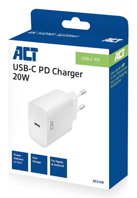 ACT Compacte USB-C Lader 20W voor snel opladen - Afbeelding 6