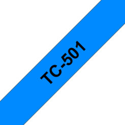 Brother TC-501 labelprinter-tape Zwart op blauw - Afbeelding 2