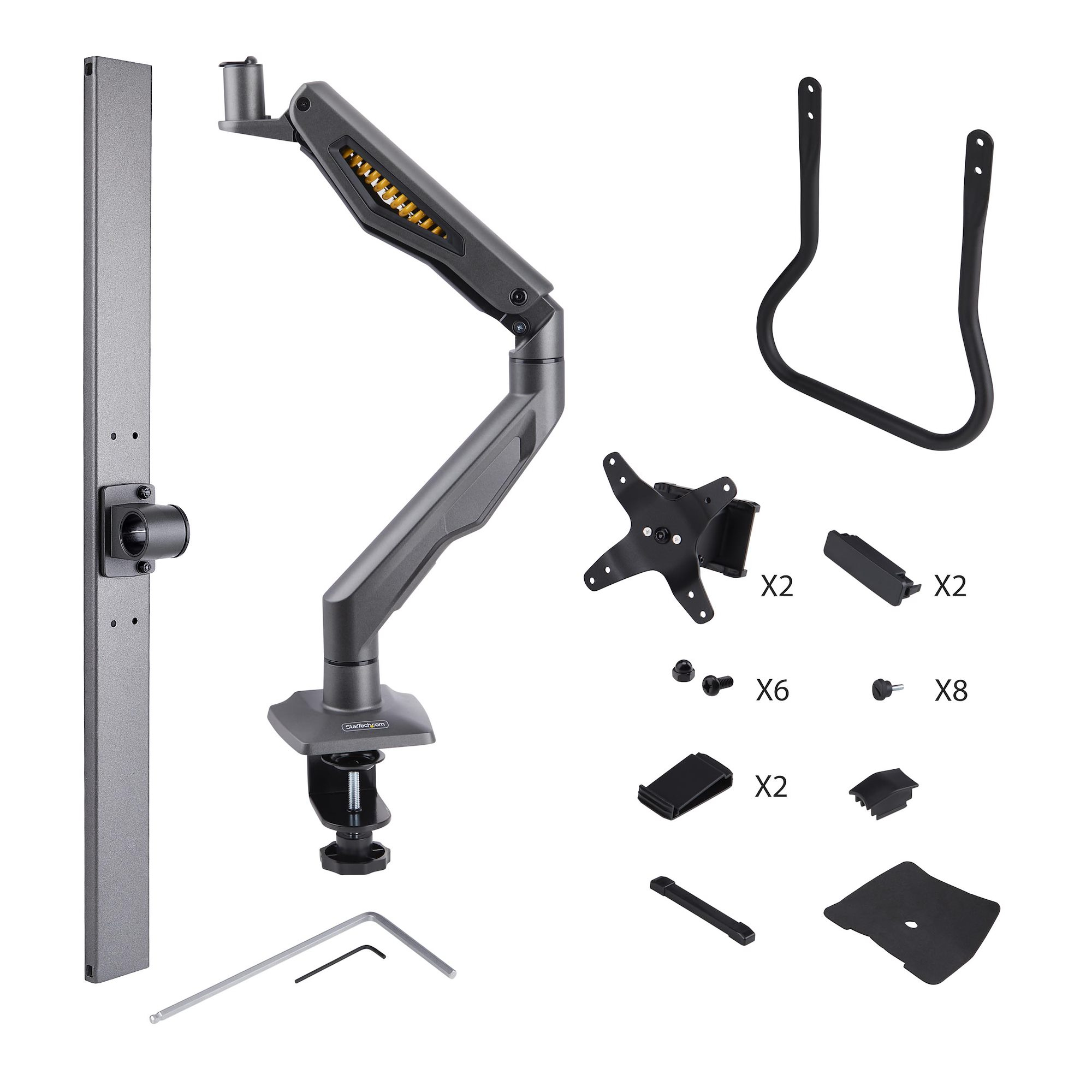 StarTech.com Dual Monitor Arm met Crossbar voor Bureau, Tot 27 inch Schermen, VESA 75x75/100x100, Max 15kg, C-klem, Volledig Scharnierend, Arm met Veermechanisme, TAA - Afbeelding 13