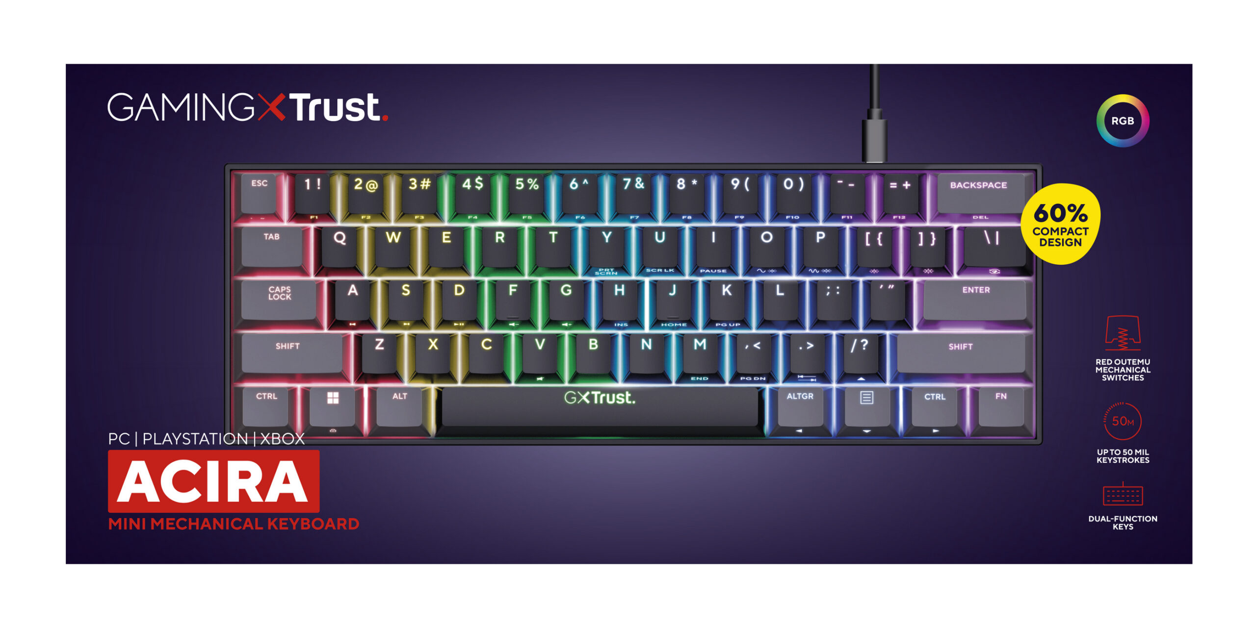 Trust GXT 867 Acira toetsenbord Gamen USB QWERTY Amerikaans Engels Zwart - Afbeelding 8