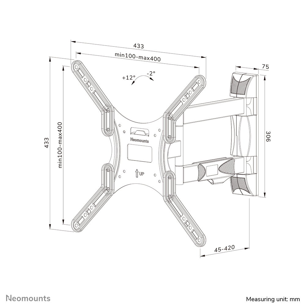 Neomounts WL40-550BL14 TV-beugel wand 40-55" - full motion - Easy Install - Afbeelding 18