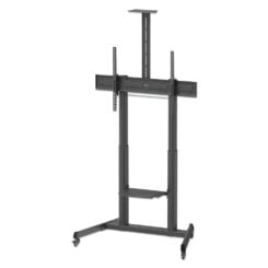 Manhattan Trolley voor TV’s en monitoren (met slinger), voor schermen 37"–120", VESA-compatibiliteit: van 200x200 tot 1000x600 mm (controleer de afmetingen van de vier montagegaten aan de achterzijde), max. 120 kg, hoogte 1180–1630 mm, zwart - Afbeelding 2