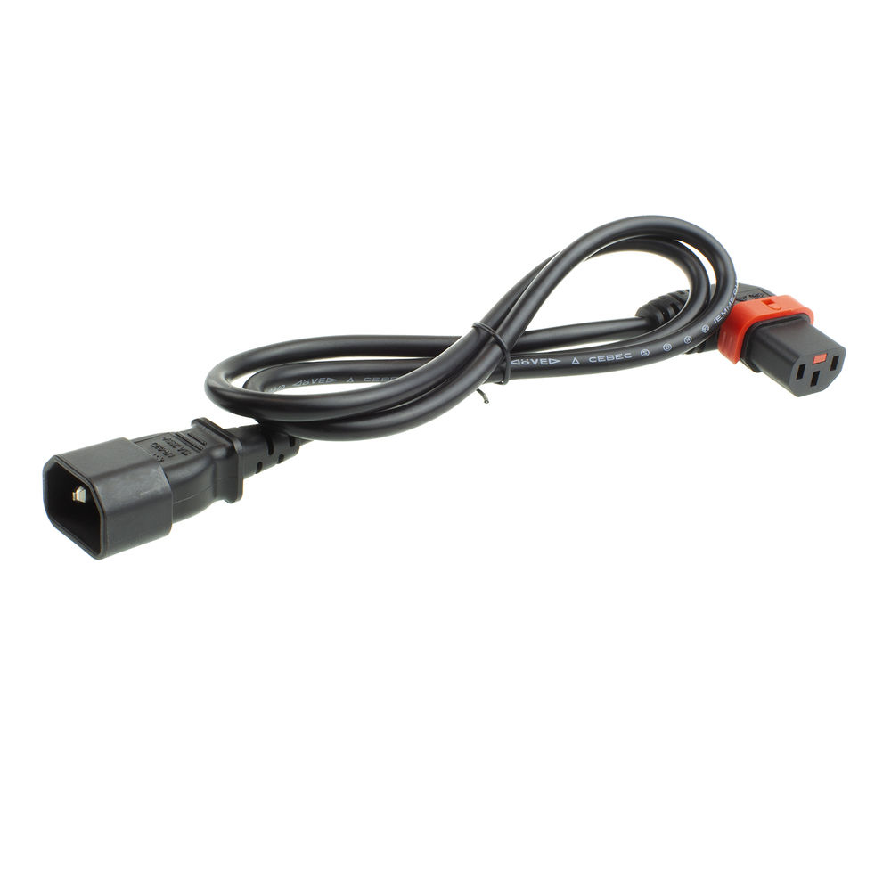 ACT Netsnoer C14 - C13 IEC Lock (links haaks) zwart 1 m, PC2042 - Afbeelding 3