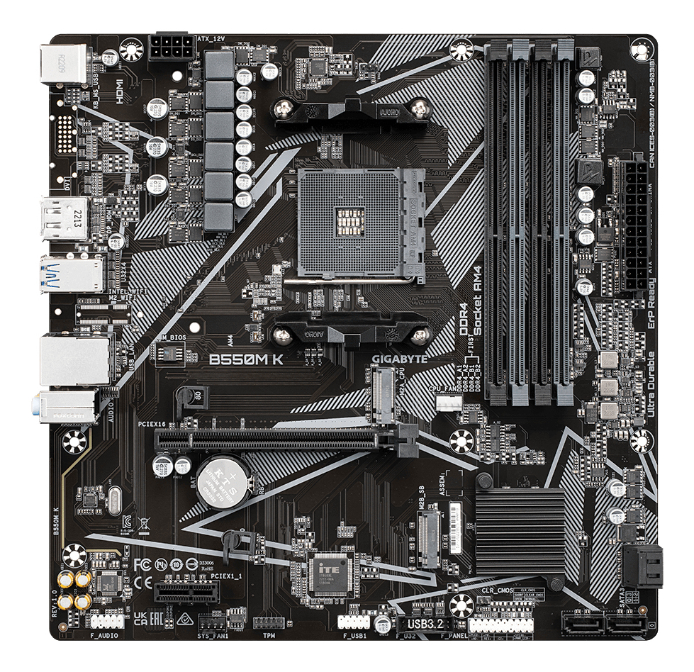 GIGABYTE B550M K moederbord AMD B550 Socket AM4 micro ATX - Afbeelding 3