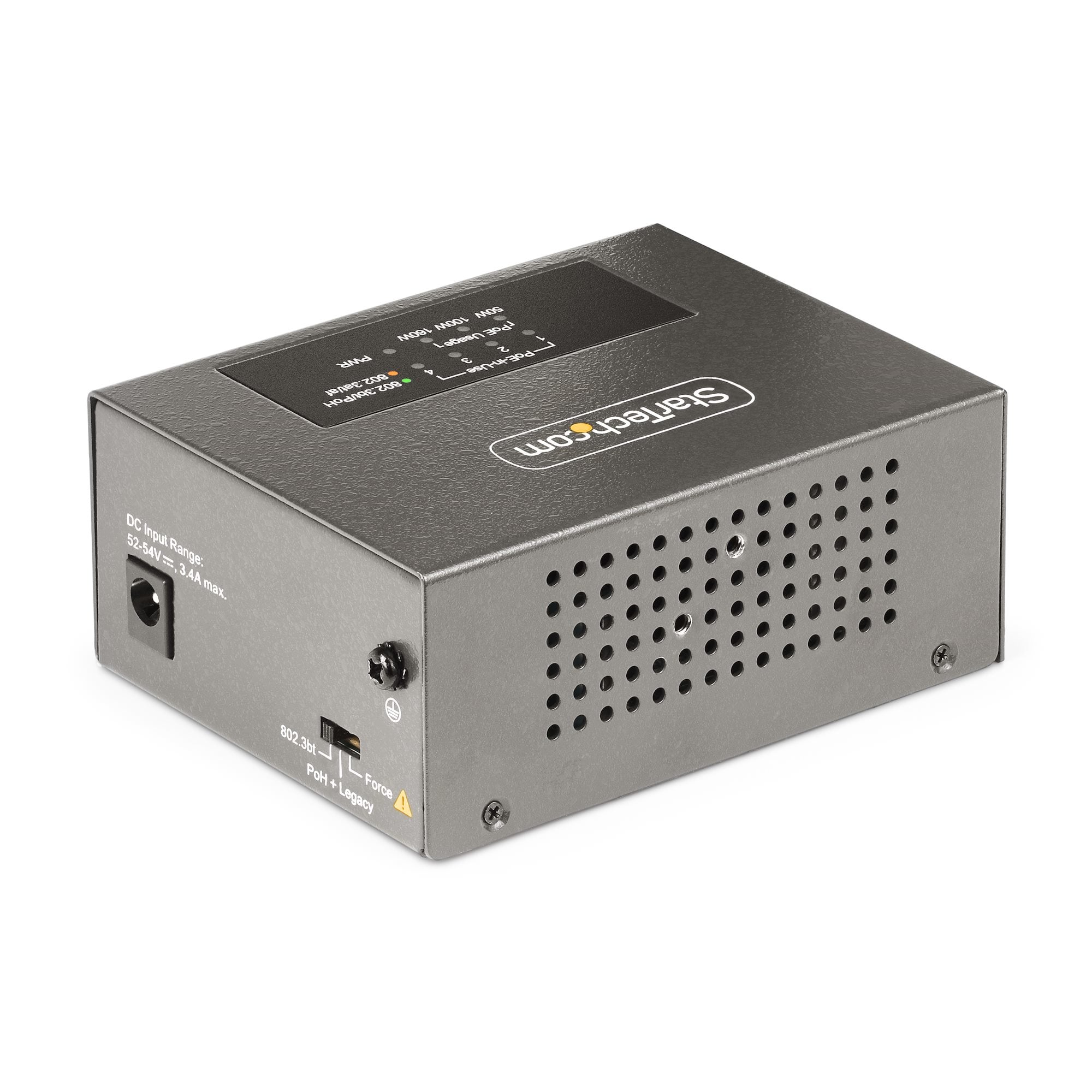 StarTech.com 4-Port Multi-Gigabit PoE++ Injector, 5/2.5/1G Ethernet (NBASE-T), PoE/PoE+/PoE++ (802.3af/802.3at/802.3bt), 160W PoE Budget, Wand/DIN Rail Monteerbaar, Onbeheerd - Afbeelding 3