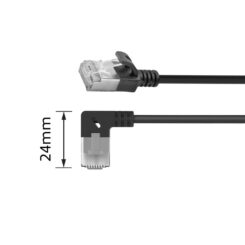 ACT Zwarte 1.5 m U/FTP CAT6A LSZH Slimline patchkabel met RJ45 connectoren recht naar 90° haaks rechts - Afbeelding 3