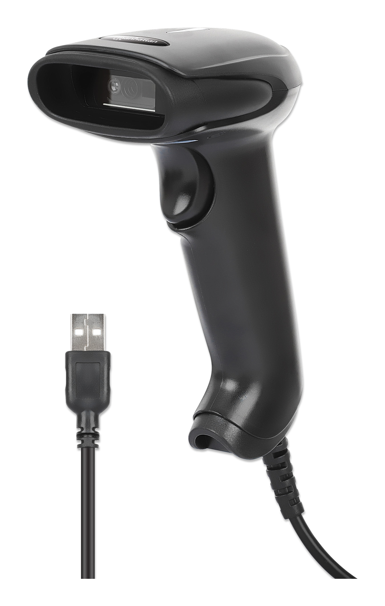 Manhattan Contact CCD handheld barcodescanner, USB, scanbreedte 60 mm, kabel 1,52 m, max. 5.000 lux, zwart, 3 jaar garantie