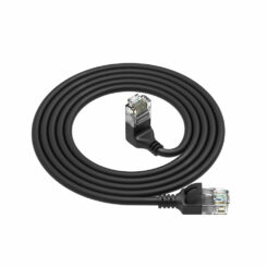 ACT Zwarte 0,5 meter U/UTP CAT6A LSZH slimline patchkabel met RJ45 connectoren, recht naar 90° haaks boven - Afbeelding 3