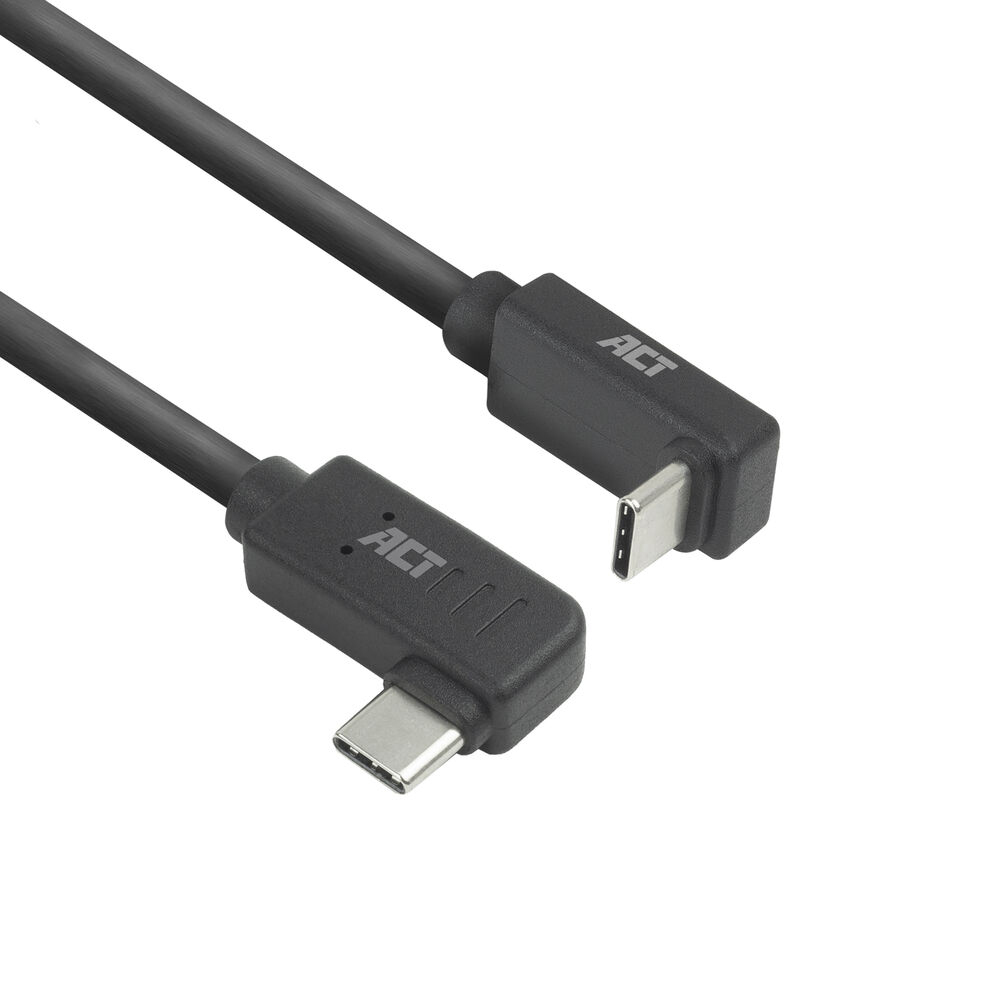 ACT USB 3.0 10Gbps 60W USB Type-C (haaks links/rechts) naar USB Type-C (haaks boven/beneden) kabel, 0,5 meter