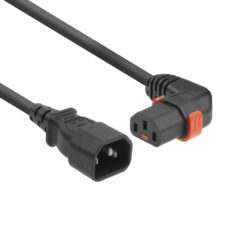 ACT Netsnoer C14 - C13 IEC Lock (rechts haaks) zwart 1 m, PC2041