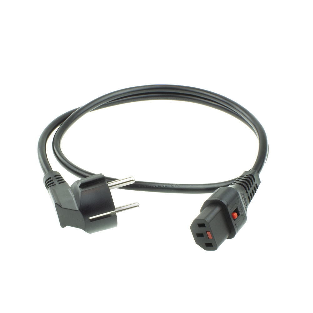 ACT Netsnoer CEE 7/7 male (haaks) - C13 IEC Lock zwart 2 m, EL182S, 5-Pack - Afbeelding 3