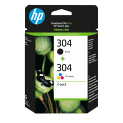 HP 304 originele zwarte/drie-kleuren inktcartridges, 2-pack