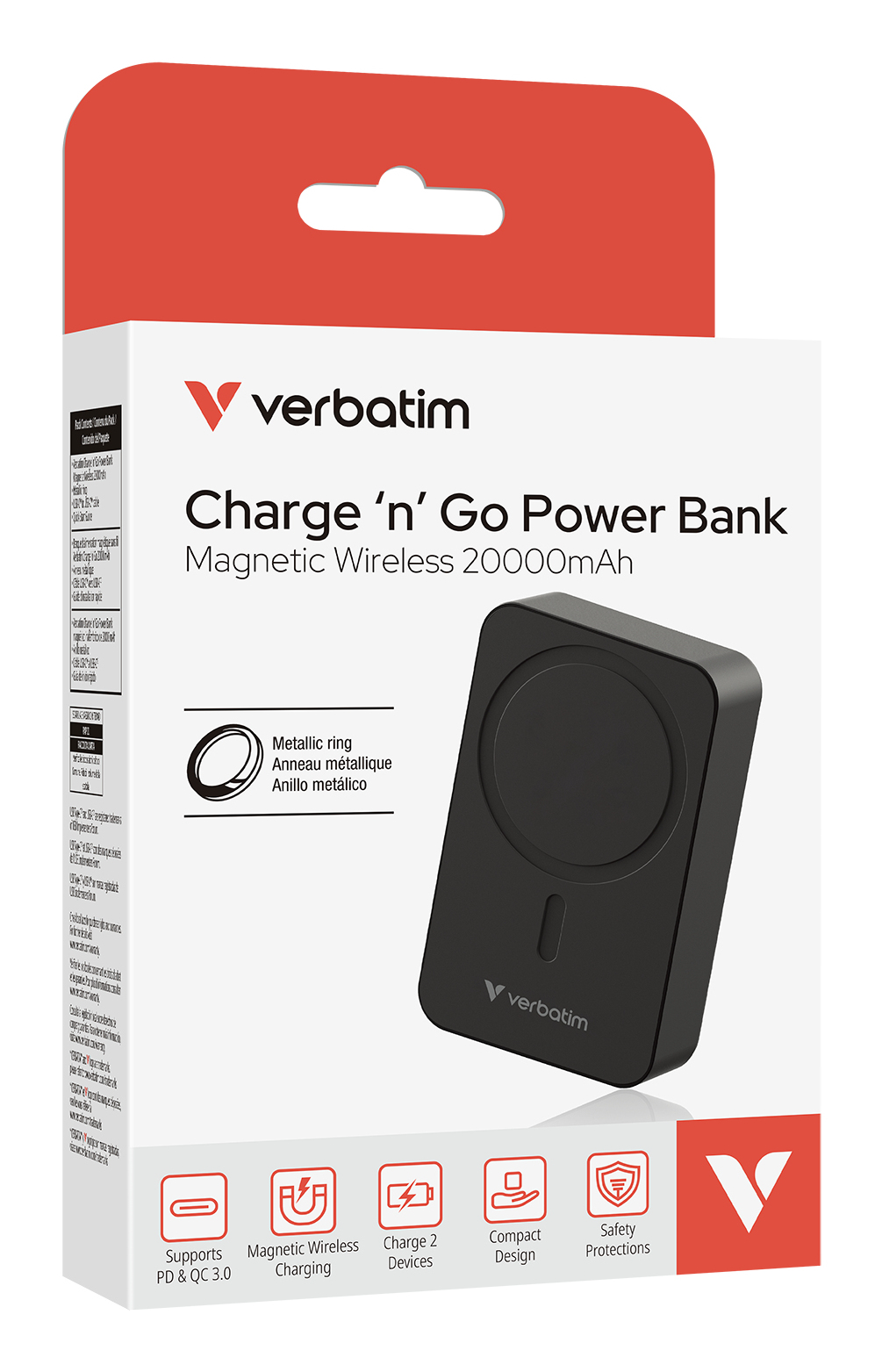 Verbatim Charge 'n' Go Essentials Magnetische draadloze powerbank 20000 mAh zwart - Afbeelding 4