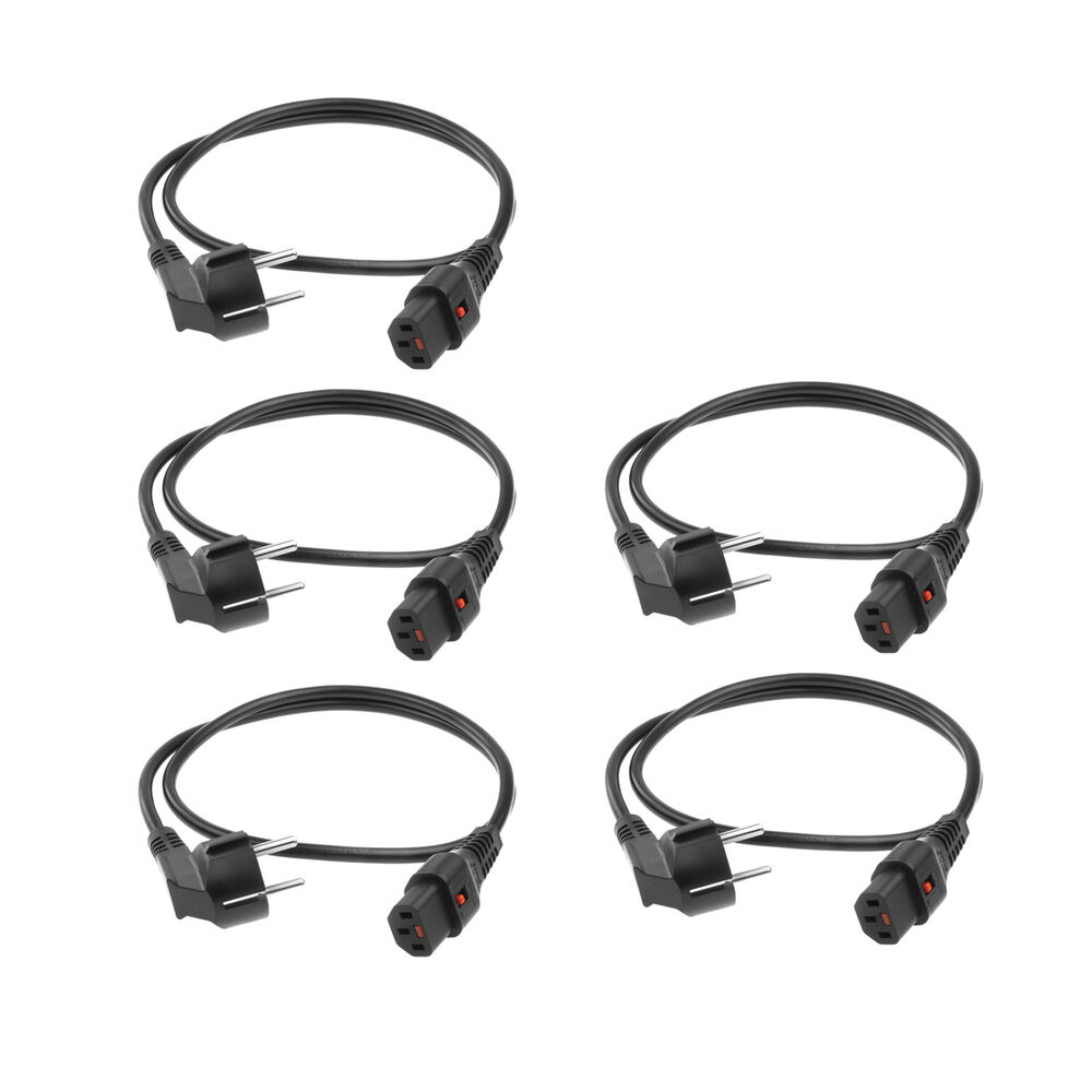 ACT Netsnoer CEE 7/7 male (haaks) - C13 IEC Lock zwart 2 m, EL182S, 5-Pack - Afbeelding 5