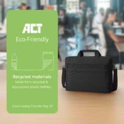 ACT Urban schoudertas voor laptops tot 16”, gemaakt van gerecyclede plastic flessen - Afbeelding 3