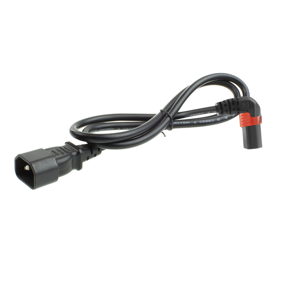 ACT Netsnoer C14 - C13 IEC Lock (boven haaks) zwart 3 m, PC2051 - Afbeelding 3
