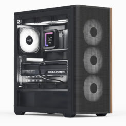 Aerocool D501A Midi Tower Zwart, Hout