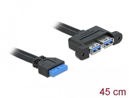 DELOCK USB3.0 Kabel Pinheader 19pin -> 2x A Bu/Bu 0.4