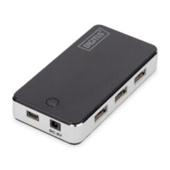 DIGITUS USB-Hub 7-Port 2.0->7xA2.0 m.voeding zwart