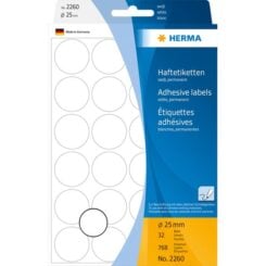 Universele etiketten/Kleur punten ø 25mm wit voor handmatige opschriften 768 St.