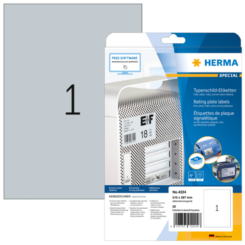 HERMA Typenschildetiketten A4 silb. 210x297 mm Folie 25 St.