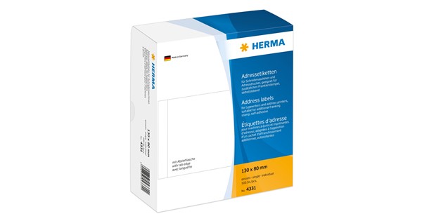 HERMA adres etiketten einzeln weiß 130x80 mm Papier 500 St.